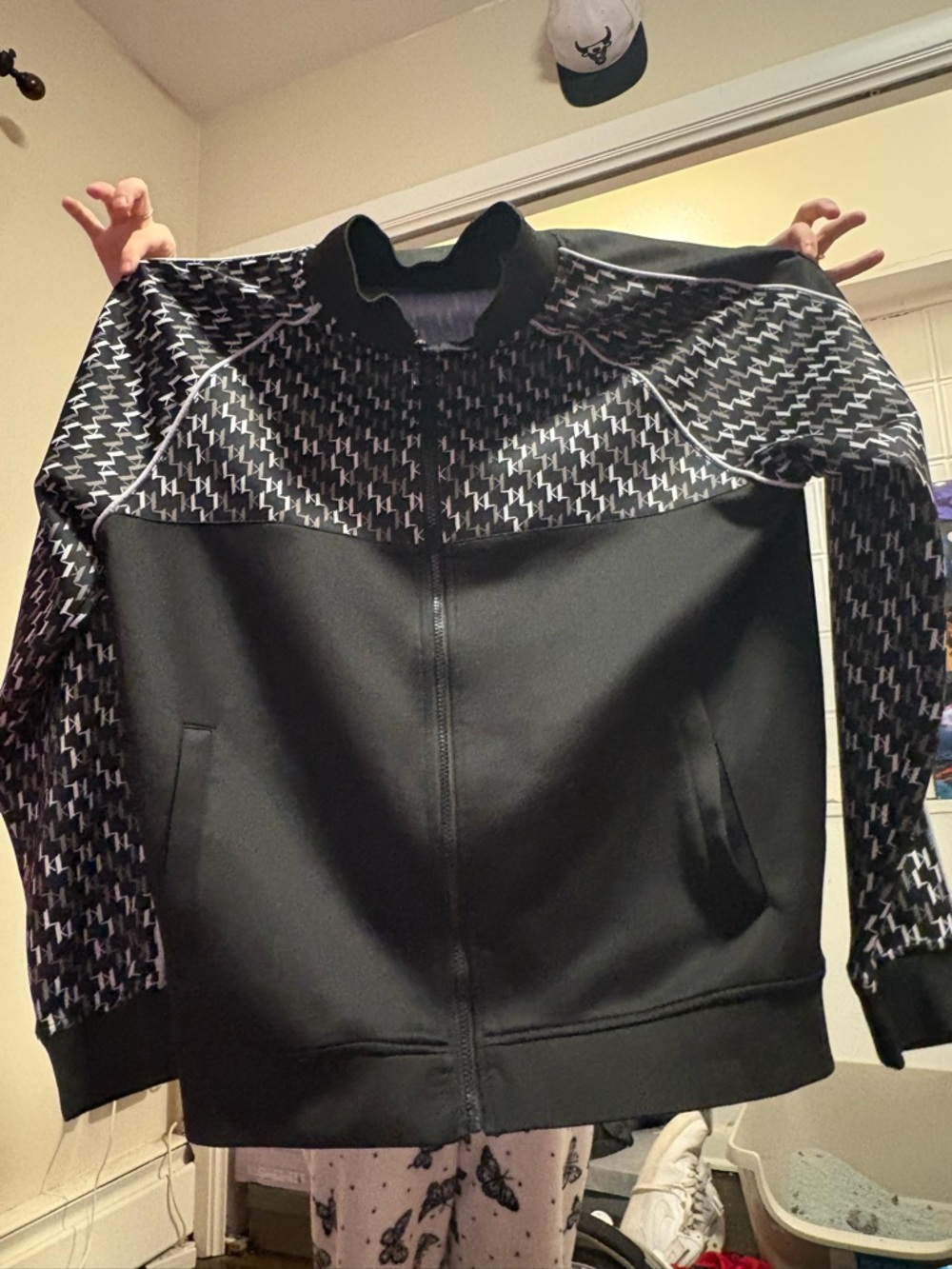 Karl Lagerfeld Paris Men’s KL Monogram Track Jacket Size Large